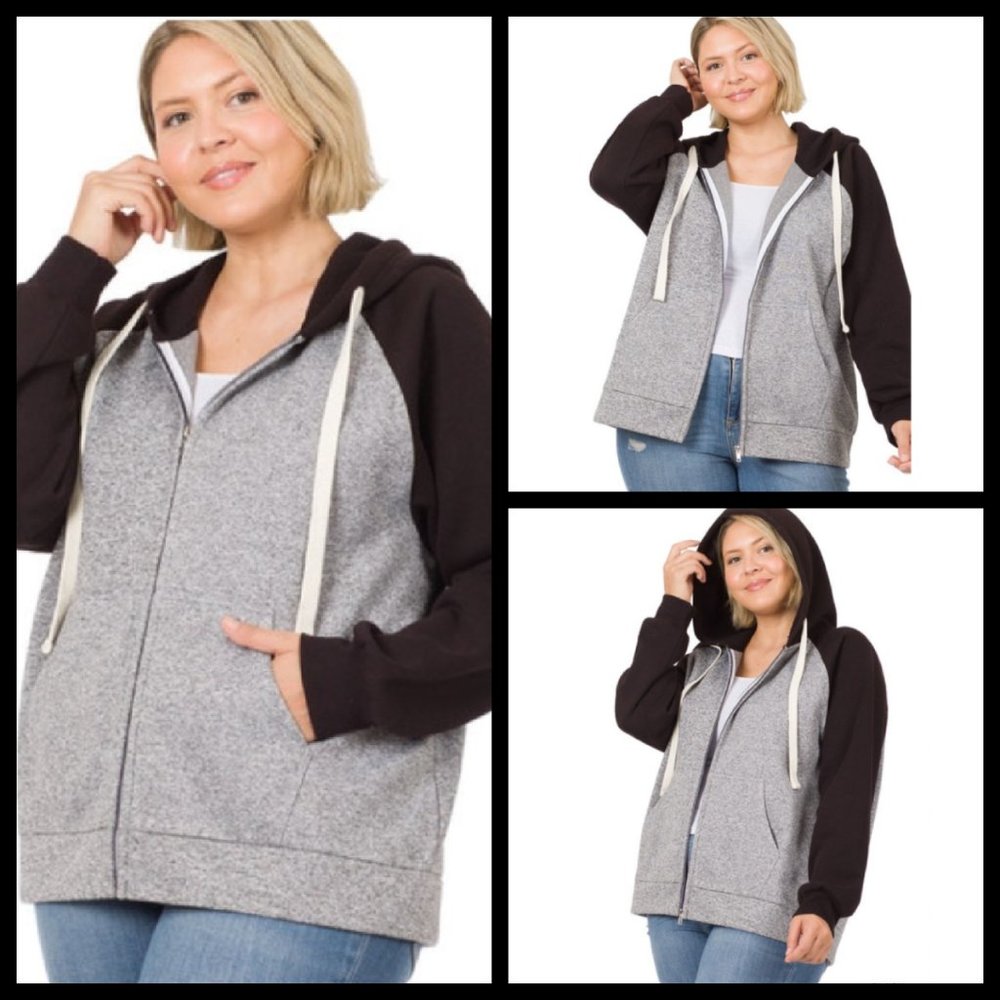 Gray & Black Zip Up Hoodie